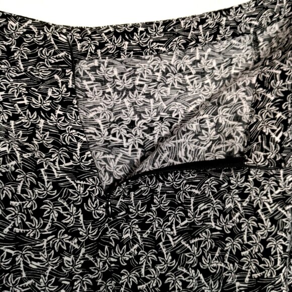 CJ Banks Skirt Plus Size 24 Midi Rayon Black White Palm Trees Tropical Beach Sun - Picture 7 of 9